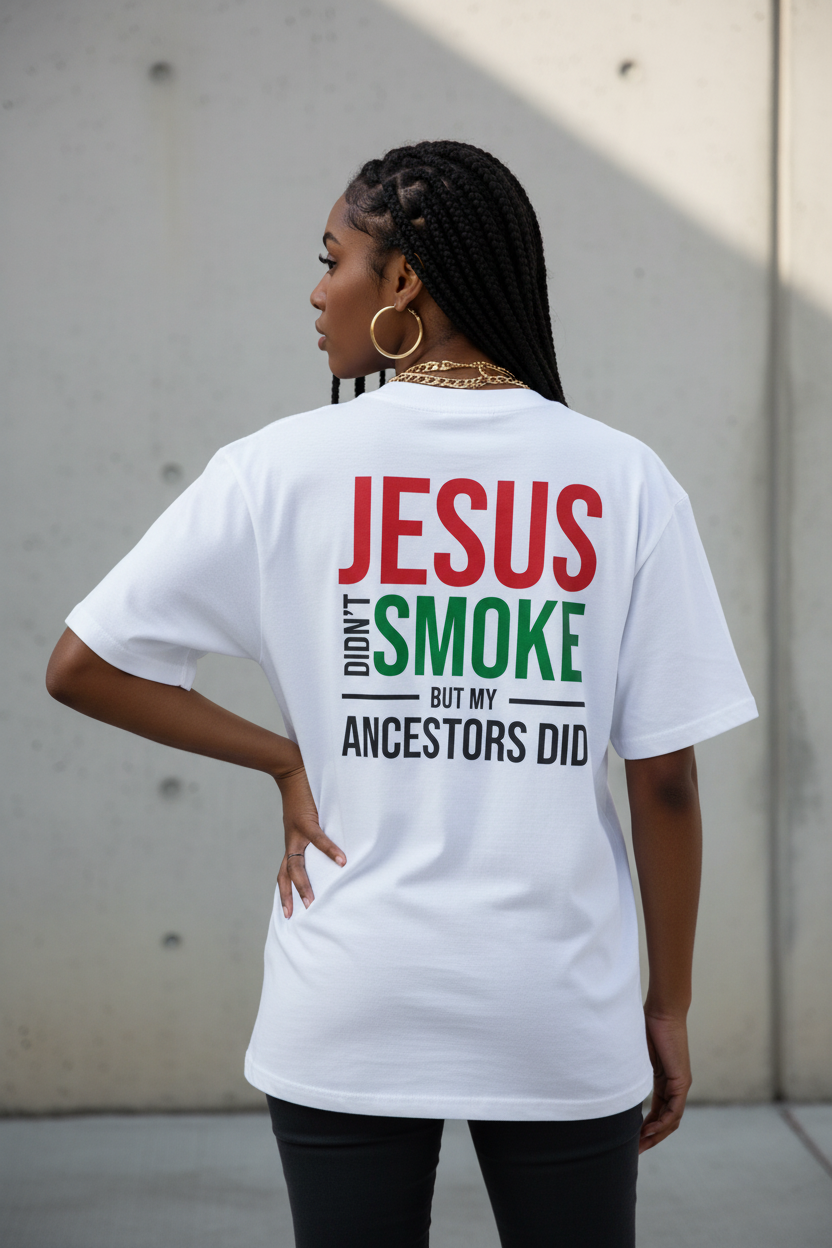 Jesus Didn't Smoke - Woman Side Pose