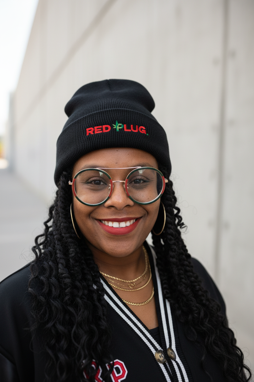 Red Plug Beanie Custom Mockup