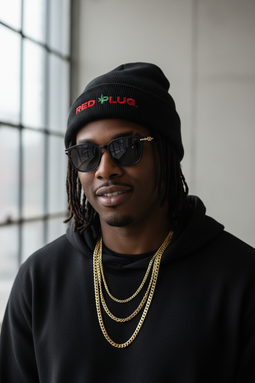 Red Plug Beanie - Dreads & Gucci