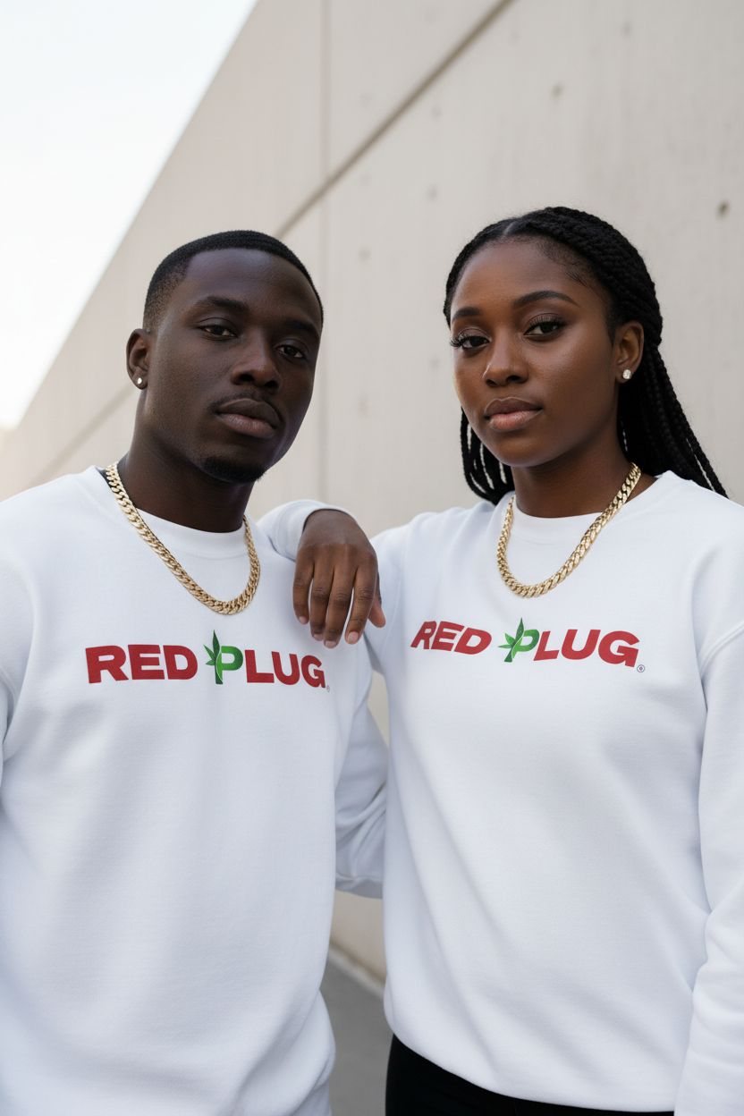 Red Plug Sweatshirt Couples - Front View